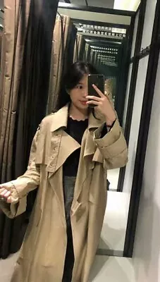 $66.49 • Buy Zara Beige Double Breasted Oversized Trench Coat Belt S-m Realxed
