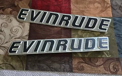 Vintage 60s Evinrude Outboard Motor Emblems NAME Badges Aluminum Tags • $28