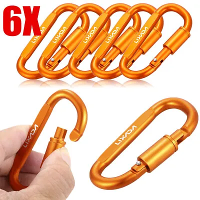 6X Heavy Duty Carabiner Clip Hook D-Ring Screw Lock Outdoor Rock Buckle A H0Z1 • £7.78