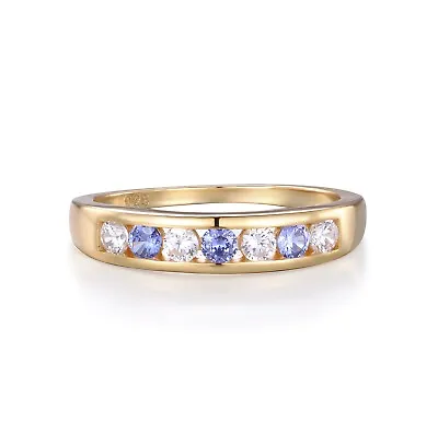 Ladies 9 Carat Gold & Solid  Sterling 925 Silver Tanzanite & White Sapphire Ring • £25.16