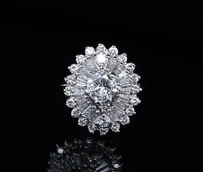 Vintage 14ct White Gold 1.98ct Diamond Set Cocktail Ring Size M Val $9140 • $2063.17