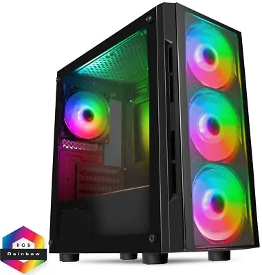 CiT Flash ARGB PC Gaming Case M-ATX 4 X 120mm ARGB Rainbow Fans Included • £44.95