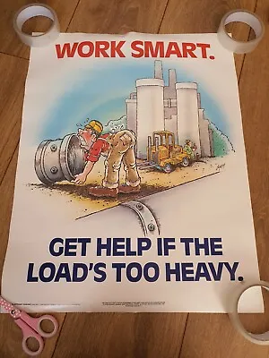 £25 • Buy Vintage Health And Safety Poster. Work Smart. 1997.