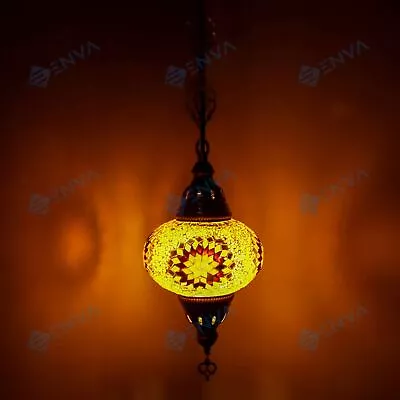 Turkish Moroccan Mosaic Ceiling Hanging Pendant Light Fixture Lamp - Free Bulb • $77.99