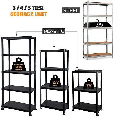 5 Tier Racking Shelf Heavy Duty Garage Shelving Storage Shelves 180x90x40cm • £18.45
