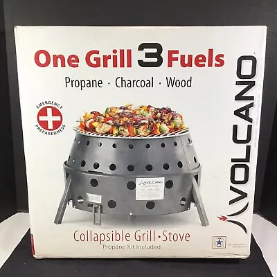 Volcano Collapsible Outdoor Propane Grill Tri Fuel Cook Stove With Propane Kit • $229.95