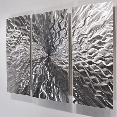 Modern Abstract Metal Wall Sculpture Art Contemporary Painting Home Decor Silver • $99.99