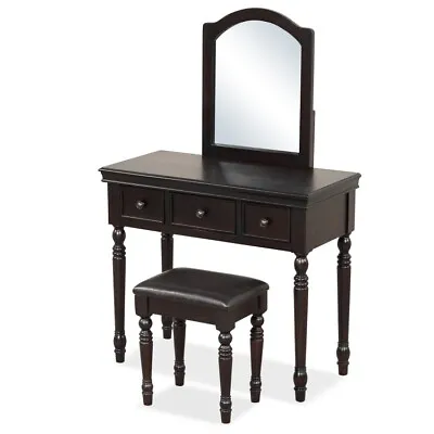 Makeup Vanity Table & Stool Bedroom Set Storage Drawers Desk W/Detachable Mirror • $178.99