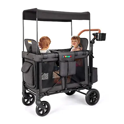JOYMOR Stroller Wagon For 2 Kids 2 In 1 Folding Stroller With High Seat Black • $369.99
