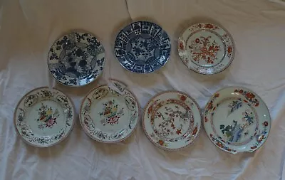 7 Chinese Plates 18/17th Century Famille Rose Blue White Qianlong And Kangxi • $1