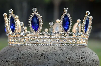 Elsa Audrey Crown Tiara Descendants Frozen Gift Cosplay Costume Blue Gold 2 3 • $59