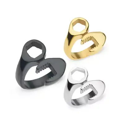 Mens Womens Wrench Style Ring Stainless Steel Builders Mechanics Labourers Gift  • $7.45