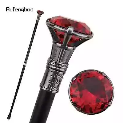 Red Diamond Silver Walking Cane Walking Stick Elegant Cosplay Cane Knob Crosier  • $42