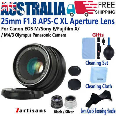 $106.99 • Buy 7artisans 25mm F1.8 Lens For Fujifilm X Sony E Mount Canon EF-M EOS M4/3 Olympus