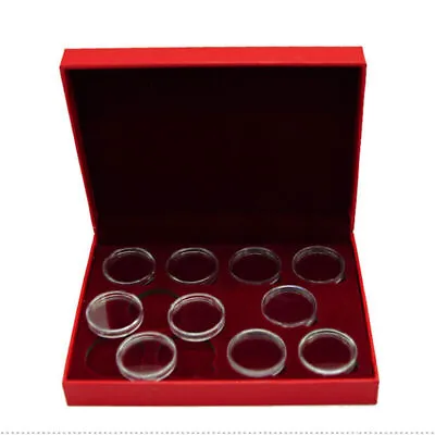 10 Coins 27-30mm Coin Collection Case Display Box Wooden Storage Case Holders • £11.99