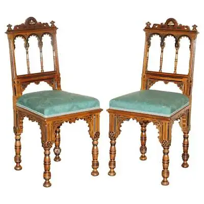 Pair Of Exceptional Antique Victorian Aesthetic Movement Chairs Mother Of Pearl • $2281.33