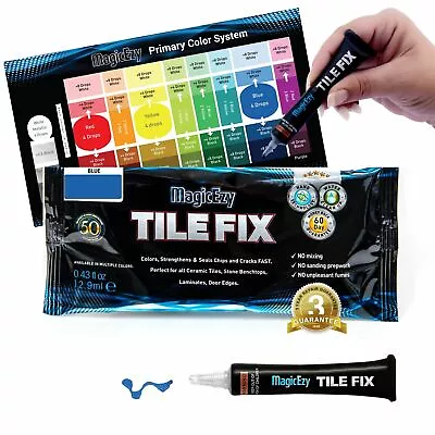 Tile Fix: (Blue) Fix & Color Tiles - Ceramic Repair Kit - MagicEzy • £16.99