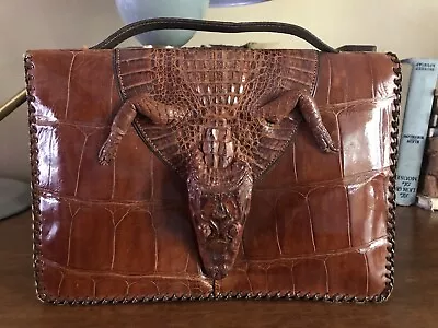 Vintage Genuine Alligator Skin Taxidermy Leather Handbag Clutch Purse • $60
