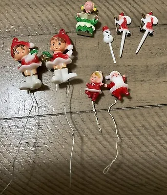 Vintage Christmas Lot Craft Mix Picks Lot Cupcake Topper Pixie Elves Santa • $16.95