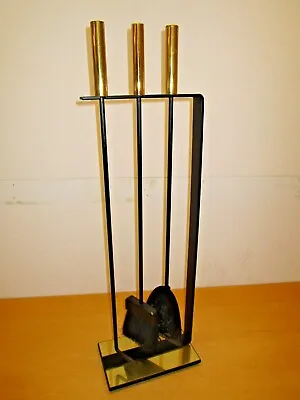 Vintage Fireplace Tool Set Wrought Iron & Brass By Pilgrim / George Nelson Style • $300