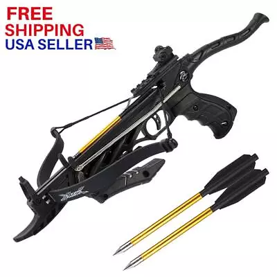 ARCHERY Hunting 80 LB Black Pistol Gun CROSSBOW Self Cocking W/ 3 ARROW BOLTS • $41.95