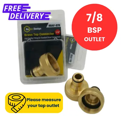 Garden Tap Connector - 7/8 BSP - Suitable For Farmers Tap - Large Outside Tap • £10.95