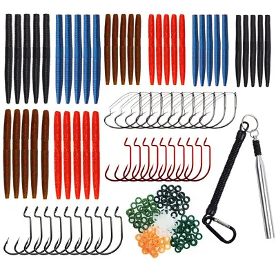 Wacky Rig Worm Kit Wacky Rig Tool Wacky O-Rings Wacky Jig Hooks Soft Worms Baits • $29.99