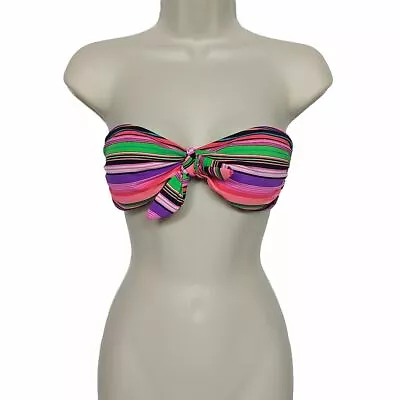 Victoria Secret Strapless Bandeau Bikini Top Medium Twisted Front Striped • $18.20