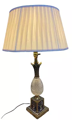 Vintage LEVITON Crystal/ Brass PINEAPPLE Table Lamp. 32  Tall With Shade • $72