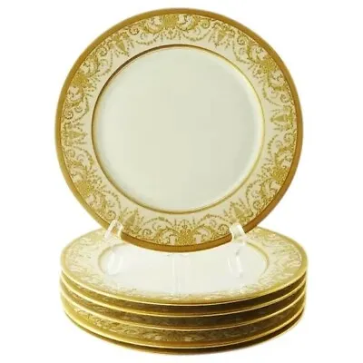 Antique Porcelain Service Or Under-plates Thick Gold Encrusted Work • £1425.23