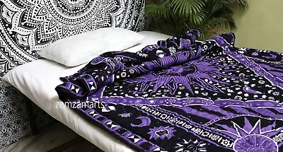 Indian Burning Moon Queen Size Quilt Reversible Cotton Filled Decorate Bedspread • $69.09