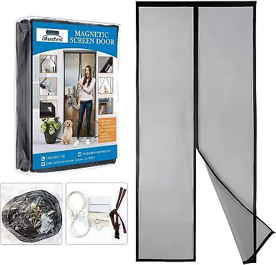 Shatex Magnetic Screen Door Fiberglass Mesh Curtain Hand-free Pet Friendly Black • $26.55