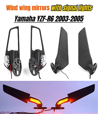 Motorcycle LED Turn Signal Lights Wind Wing Mirrors For Yamaha 2003-2005 YZF-R6 • $45.50