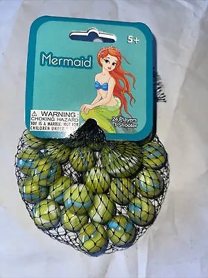 Bag Of 25 Mermaid  Glass Mega Marbles 24 Players 16mm - 1 Shooter 25mm RETIRED • $13.80