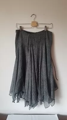  Fairy Skirt Silk Black Grey Flowy Asymmetric Hem Womens Size12 Nine West Fem • $18.14