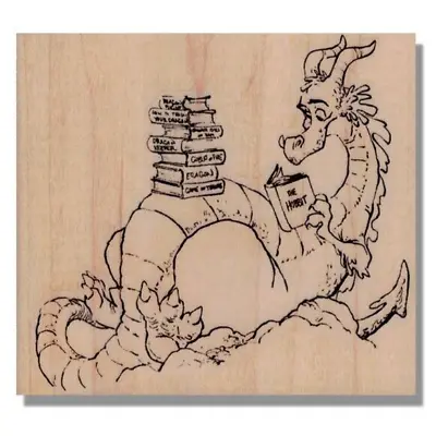 Rubber Stamp VORNII THE BOOKISH By Brian Kesinger Dragon Reading Book Read • $14.25