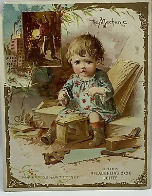 Antique Drink McLaughlin's Coffee-The-Mechanic Trade Card~Chicago 19th Century • $6