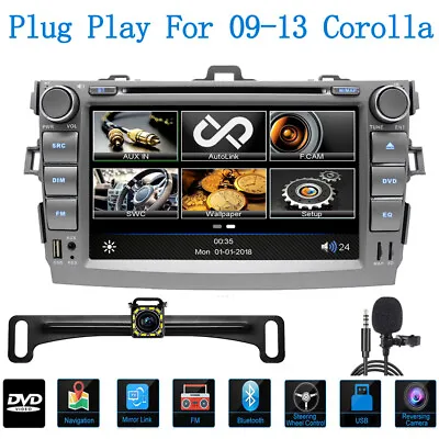 $149.98 • Buy For Toyota Corolla 2009-2013 Car GPS Radio Stereo DVD CD Player BT USB W/Camera
