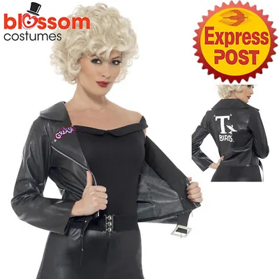 CA1520 Ladies T-Birds Gang Leather Jacket 1950 50s Black Grease T Bird Costume • £27.66