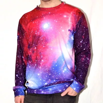 NEW! PRINTED 'PURPLE GALAXY' SWEATSHIRT Jumper Sweater | 3D  • £10