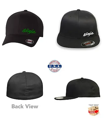 KAWASAKI NINJA MOTORCYCLE CURVED Or FLAT BILL FLEXFIT HAT *FREE SHIPPING In BOX* • $19.99