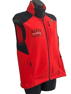 Vtg Ralph Lauren RLX Aspen Snowmass Fleece Gilet Ski Vest S Red • $147.50