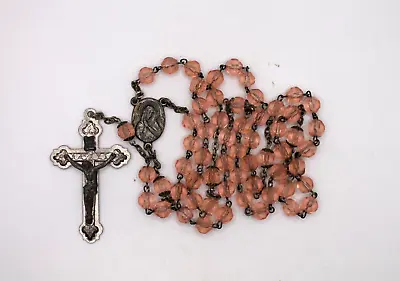 Unique Vintage Peach Glass Italy Rosary From Nun's Convent  • $34.99