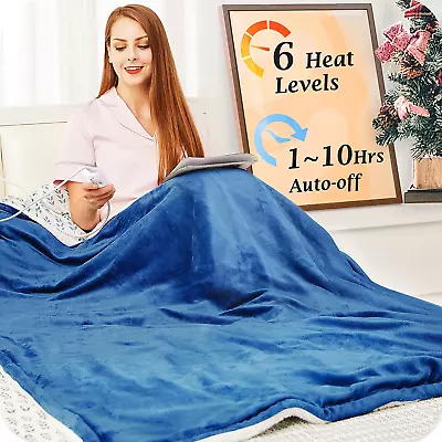 Mia&Coco Electric Heated Blanket Throw Flannel Sherpa Fast Heating 50 X60  6 He • $96.99