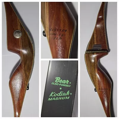 BEAR Kodiak Magnum 45# Glass-Powered Wood Vintage Recurve Bow • $399