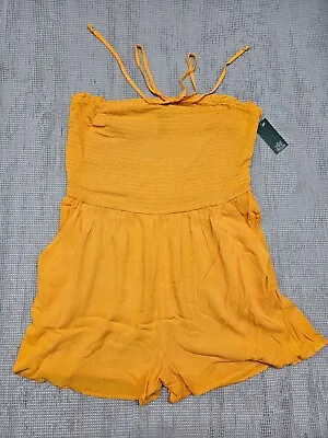 Wild Fable Women's Sleeveless Woven Smocked Romper Size XL Mango Orange • $14.69