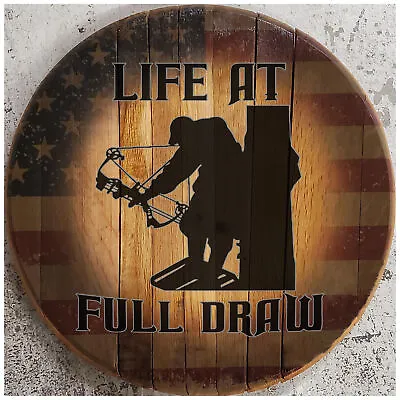Bow Hunter In Tree Stand Hunting Sign Wood American Flag Wall Decor Sign • $79.95