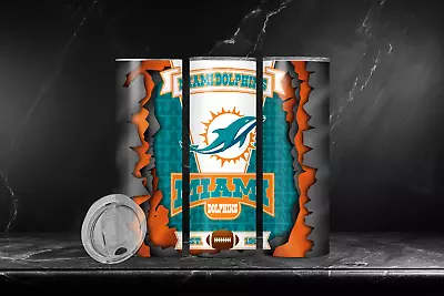 20oz Miami Dolphins Style Insulated Tumbler With Box Lid And Straw • $24.99