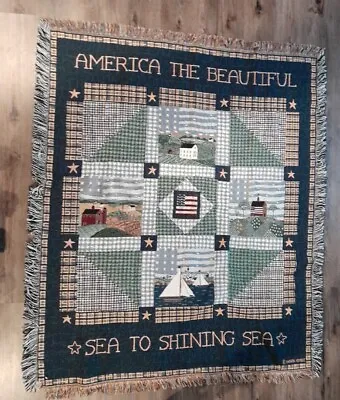 America The Beautiful Warren Kimble Tapestry Throw Blanket Quilt 60  X 50  • $30