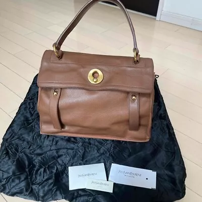 Yves Saint Laurent Muse Two Hand Shoulder Bag Camel Leather Ladies Used  • $208